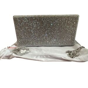 Silver‎ Rhinestone Clutch Evening Bag Chain Strap De Blossom